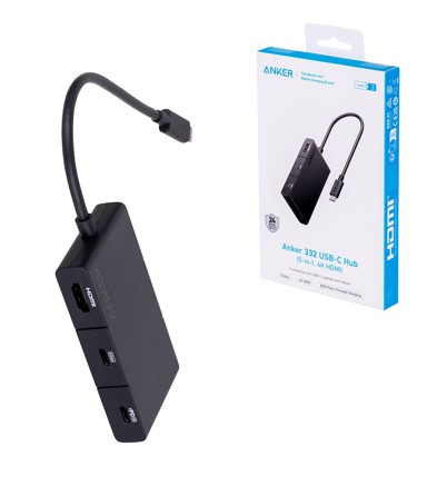 ANKER USB hub 332, USB-C, 5x USB-A 3.2, crni