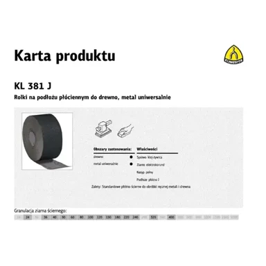 KLINGSPOR Brusno platno KL381J, 200 mm, granulacija 60, rola 50 m