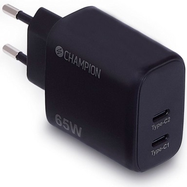 CHAMPION Kućni punjač, 65W, GaN, PD, 2xUSB-C