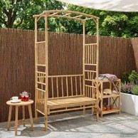 Vrtni luk s klupom, 115x50x205 cm, bambus, prirodna