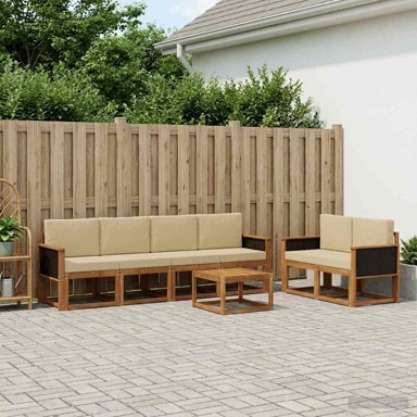 Set vanjskih sofa s jastukom, 6 pcs, prirodna