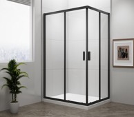 POLYSAN Tuš pregrada EASY BLACK, pravokutna, 900 x 800 mm, prozirno staklo