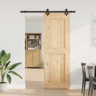 Klizna vrata NARVIK, 80 x 210 cm, vodilica 152,5 cm, prirodna i crna