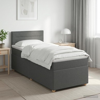 Boxspring krevet s madracem 80 x 200 cm od tkanine, tamnosivi
