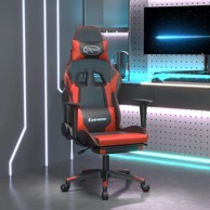 Masažna gaming stolica s osloncem, umjetna koža, crna i crvena, 1 komad
