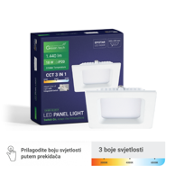 GREEN TECH Ugradni LED panel 18 W 3 CCT kvadratni