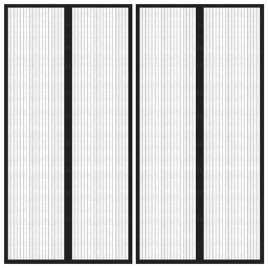 Zastor protiv insekata s magnetima 220 x 100 cm (2 kom), crni