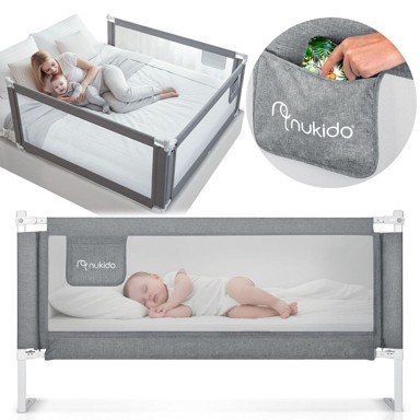 NORTHIX Zaštitna ograda za krevet, s bravom, 200 cm, siva
