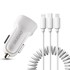 DUDAO Auto punjač R7 2x USB 2.4A + 3in1 Lightning / Type C / micro USB, bijela