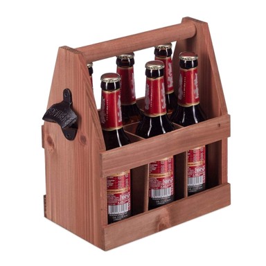 NORTHIX Drveni držač za pivo s otvaračem, 6 boca, 0,33 L