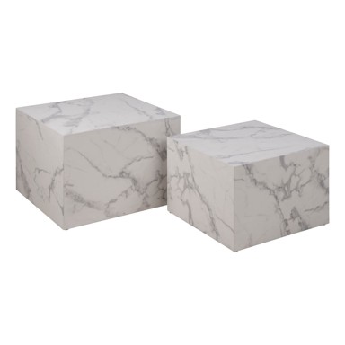 ACTONA Stolići za kavu Dice set 2 kom 58x58 cm bijeli u mramornom dekoru