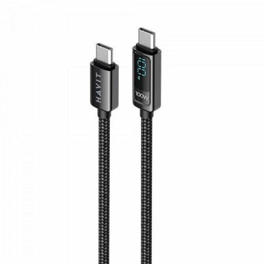 HAVIT Kabel USB-C na USB-C, LCD ekran, 100W, 2m
