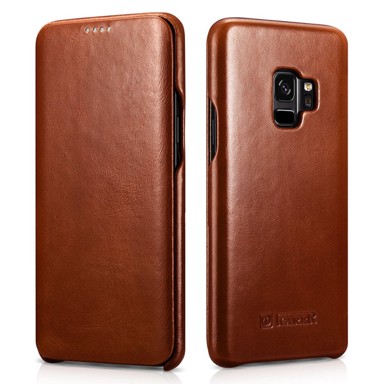 ICARER Kožna torbica Curved Edge Vintage Folio za Samsung Galaxy S9 (RS99201-BN), smeđa