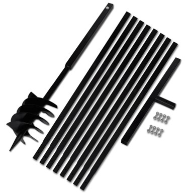 Ručna burgija za zemlju sa ručkom 180 mm i produžnom cijevi, 9 m, čelik