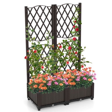 NORTHIX Samozalijevajuća žardinjera s rešetkom, 122 cm, smeđa