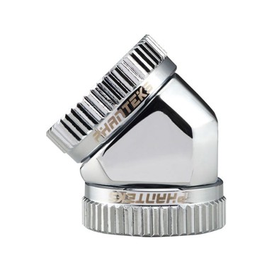 PHANTEKS Kutni adapter 45° Glacier, 16 mm OD do 16 mm OD, Hardtube, krom, srebrni