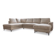 MIUFORM Bež sklopiva kutna garnitura od samta (s lijevim kutom) Lofty Lilly, 303x197x84 cm