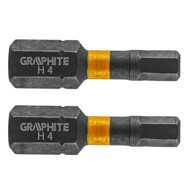 GRAPHITE Udarni bit HEX4, 25 mm, 2 komada