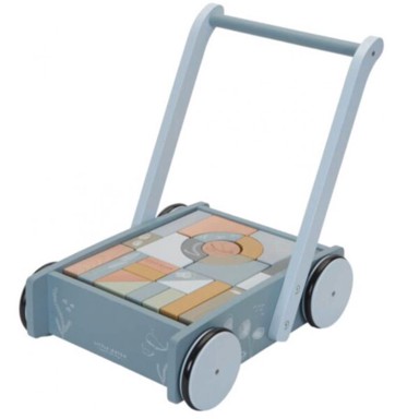 LITTLE DUTCH Drvena kolica s kockama Blue