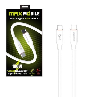 MAXMOBILE USB-C na USB-C kabel RDD3267, 100 W, 3 m, bijeli