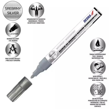 Tehnički flomaster 2,5 mm uljni, srebrna