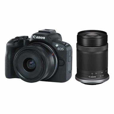 CANON Digitalni fotoaparat EOS R50 + RF-S 18-45 mm + RF-S 55-210 mm STM, 24,2 Mp, 4K Ultra HD, crni