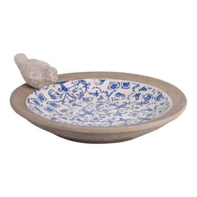 ESSCHERT DESIGN Fontana za ptice, keramička, plavo-bijela