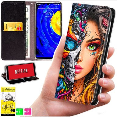 BLUEMOON Futrola tipa novčanik za Xiaomi Poco X7 Pro 5G - maska s otiskom + zaštitno staklo 9H
