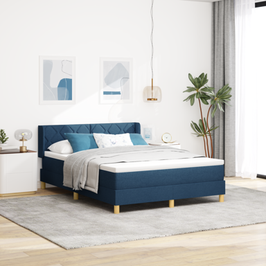 Box Spring krevet s madracem, plavi, 140x200 cm