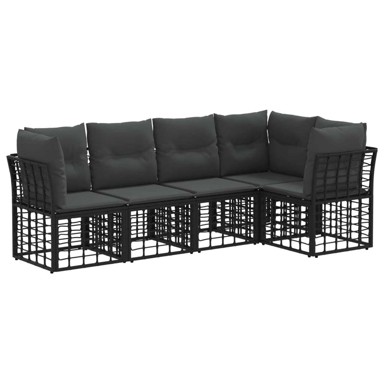 Set vanjskih sofa bez stola, poliester, crna