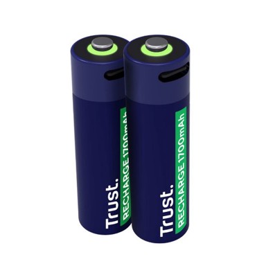 TRUST Baterije AA, punjive, 1700 mAh, USB-C, 2 komada