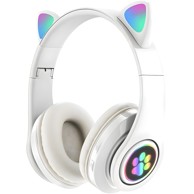Gaming slušalice s LED mačjim ušima, Bluetooth 5.0, RGB, bijele