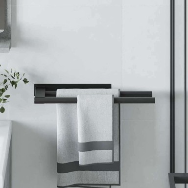 Držač za ručnike, 40 x 9 x 4 cm, nehrđajući čelik, crna