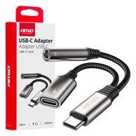 AMIO Kabel USB-C u USB-C + 3.5 mm audio adapter, 10 cm