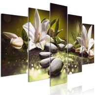 Slika Lilies and Stones (iz pet dijelova) Wide Green 200x100