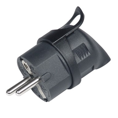COMMEL Utikač s kontaktom za uzemljenje 16A 250V, crni, kutni