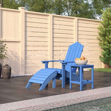 Vrtna stolica Adirondack s osloncem i stolićem, HDPE, aqua plava