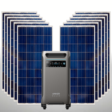 ANKER SOLIX Solarni set za vikendice 3.84kWh, F3800 + 12×175W (2100W)