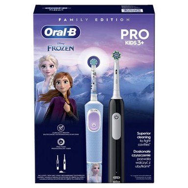 ORAL-B Električna četkica za zube Family Edition Pro Series 1 Black + Pro Kids 3 Frozen, crna