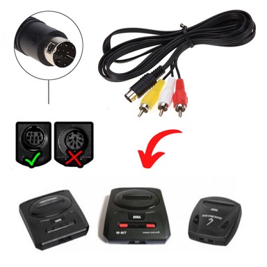RCA kabel za SEGA Mega Drive 2 / Genesis 2 / 3, AV povezivanje, dužina 180 cm