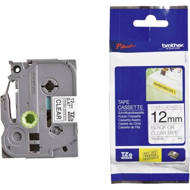 Snažno ljepljiva laminirana traka 12 mm, crna na prozirnoj