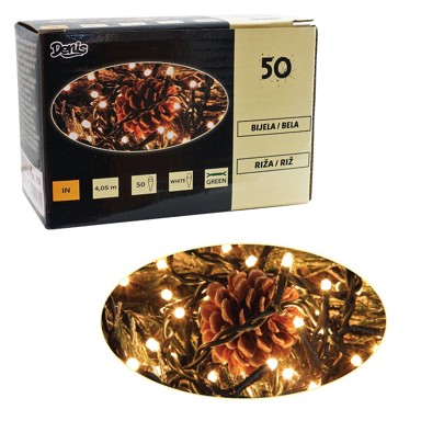 50 lampica, riža, bijelo svjetlo