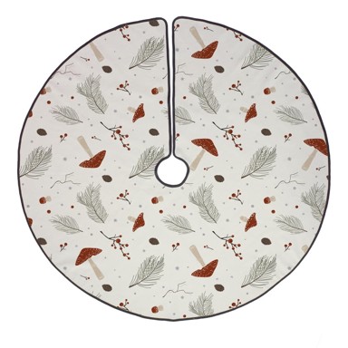 BUTTER KINGS Bijela periva pamučna okrugla prostirka za ispod božićnog drvca s božićnim motivom Toadstool, Ø 133 cm