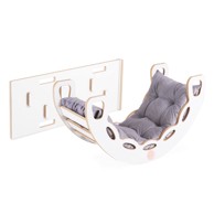 PLUSH NEST Ljuljačka 4-u-1, ljuljačka + zid za penjanje/tobogan + jastuk, baršunasto siva