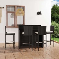 5-dijelni vrtni barski set s jastucima, crni