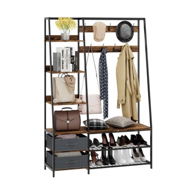 Industrijska vješalica s klupom za cipele, 122x40x180cm, rustikalno smeđa