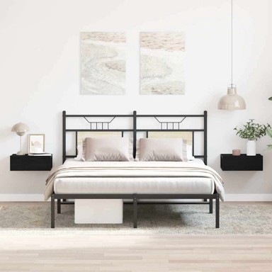 Plutajući noćni ormarić, set 2 kom, 40 x 32 x 15 cm, od inženjerskog drva, crni hrast