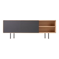 GAZZDA Crna/u prirodnoj boji TV komoda od punog hrasta 180x64 cm Fina 