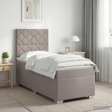 Boxspring krevet s madracem 80 x 200 cm, dizajn s rombovima, sivosmeđi
