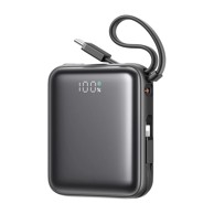 JOYROOM Mini Powerbank JR-PBF27, 10. 000 mAh, 22,5W, s dvostrukim kabelom, crni